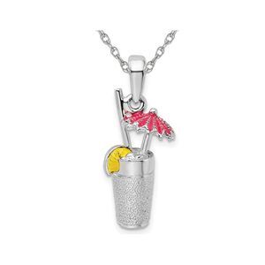 Sterling Silver Cocktail Drink Charm Pendant Necklace with Chain